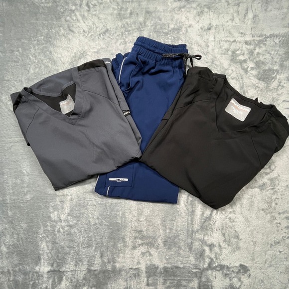 Skechers by Barco Other - Skechers by Barco Scrub Set Women Gray Black Navy 3 Piece Bundle V-Neck Jogger S